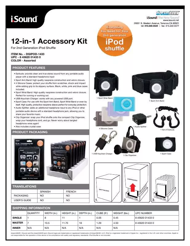 Mode d'emploi ISOUND 12-IN-1 ACCESSORY KIT