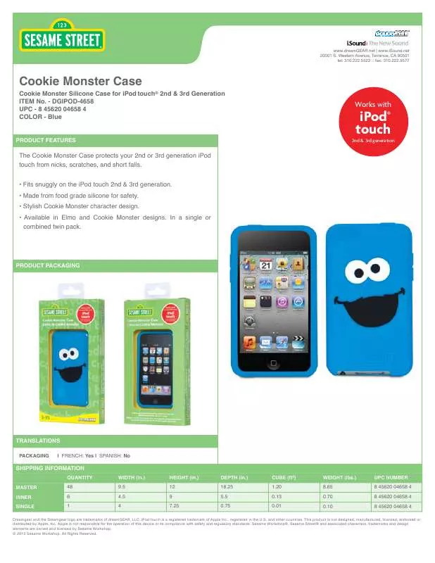 Mode d'emploi ISOUND COOKIE MONSTER CASE