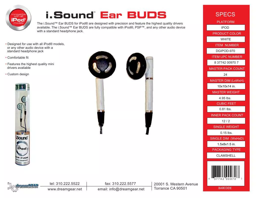 Mode d'emploi ISOUND EAR BUDS