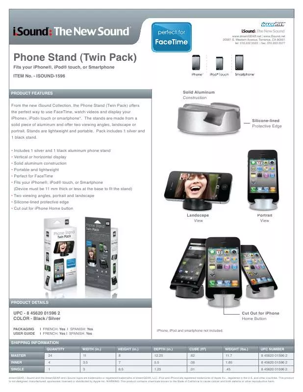Mode d'emploi ISOUND PHONE STAND TWIN PACK
