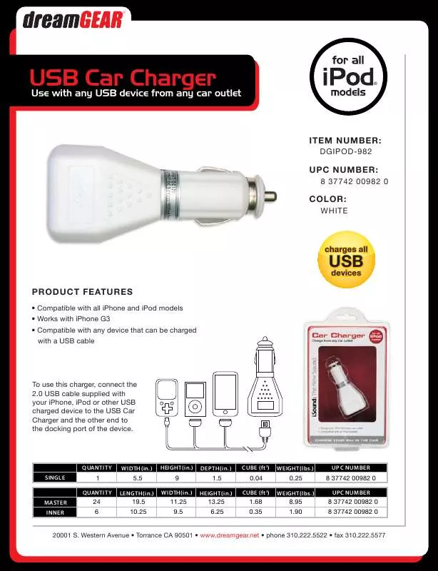 Mode d'emploi ISOUND USB CAR CHARGER
