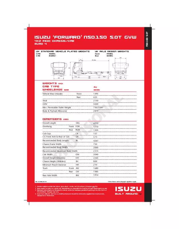 Mode d'emploi ISUZU TRUCK FORWARD N50.150 5.0T