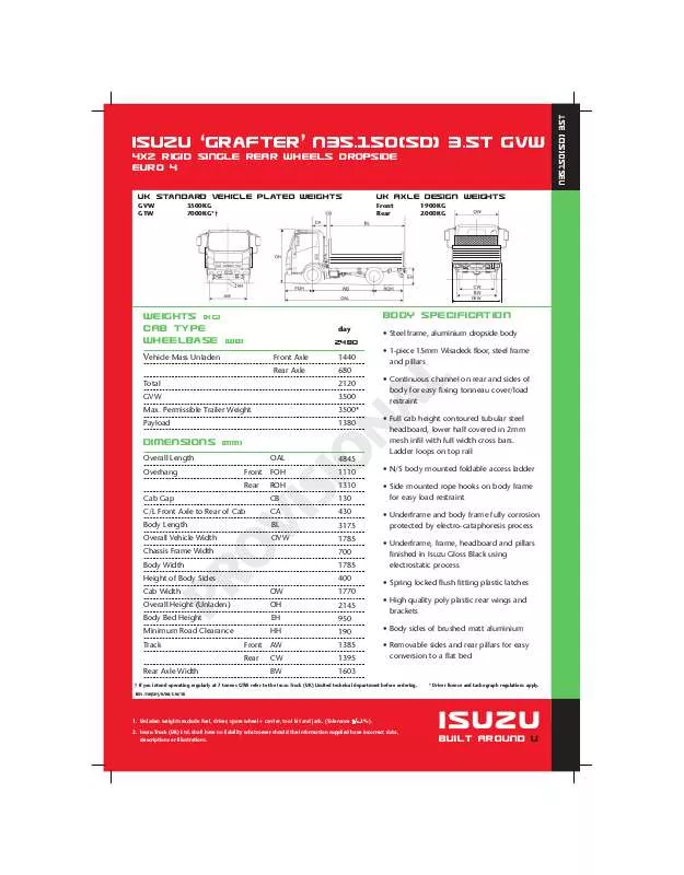 Mode d'emploi ISUZU TRUCK GRAFTER N35.150SD 3.5T