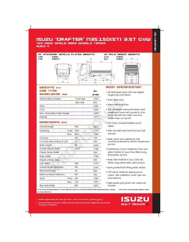 Mode d'emploi ISUZU TRUCK GRAFTER N35.150ST 3.5T GVW