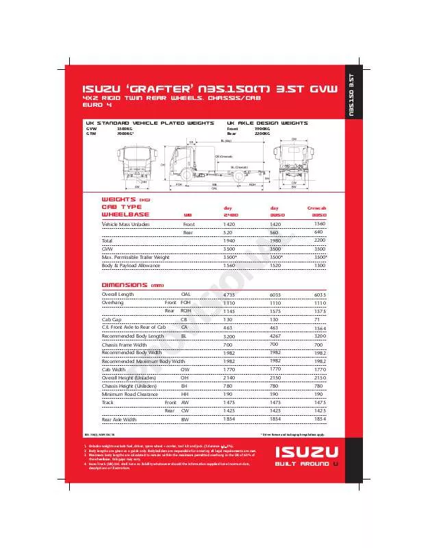 Mode d'emploi ISUZU TRUCK GRAFTER N35.150T 3.5T GVW