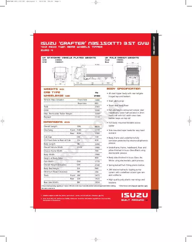 Mode d'emploi ISUZU TRUCK GRAFTER N35.150TT 3.5T GVW