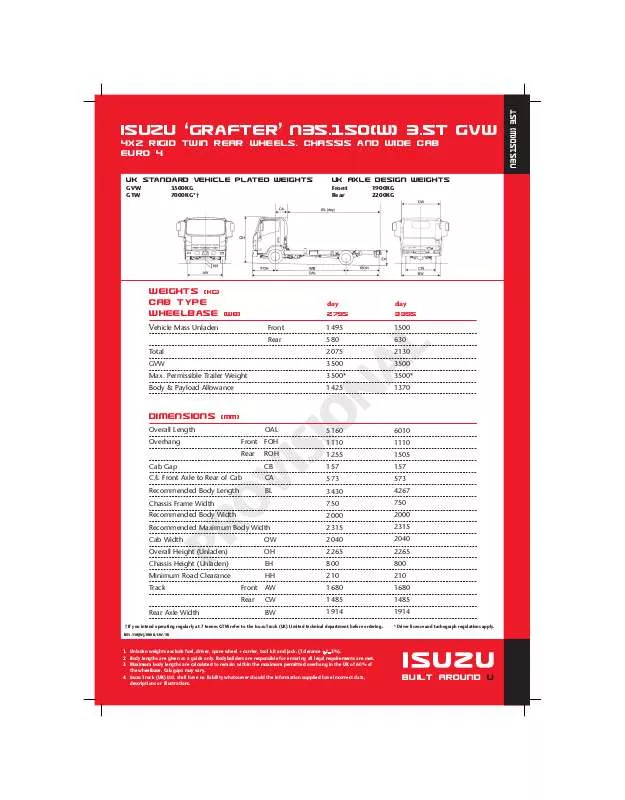 Mode d'emploi ISUZU TRUCK GRAFTER N35.150W 3.5T GVW