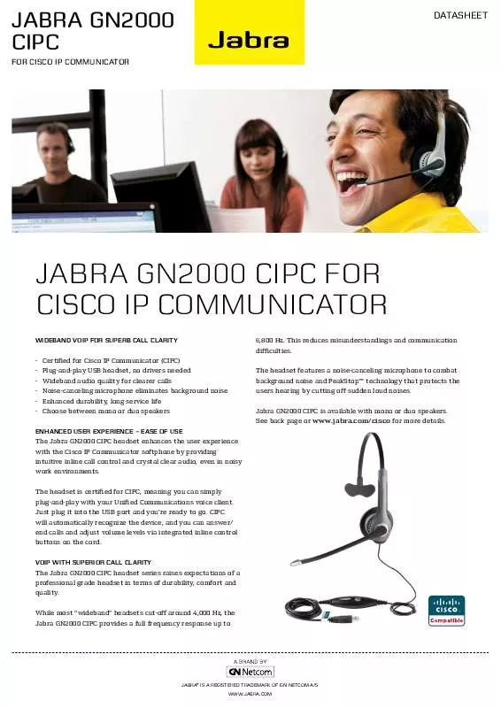 Mode d'emploi JABRA GN2000 CIPC
