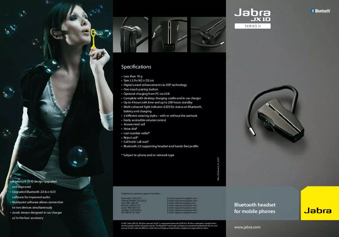 Mode d'emploi JABRA JX10 SERIES II
