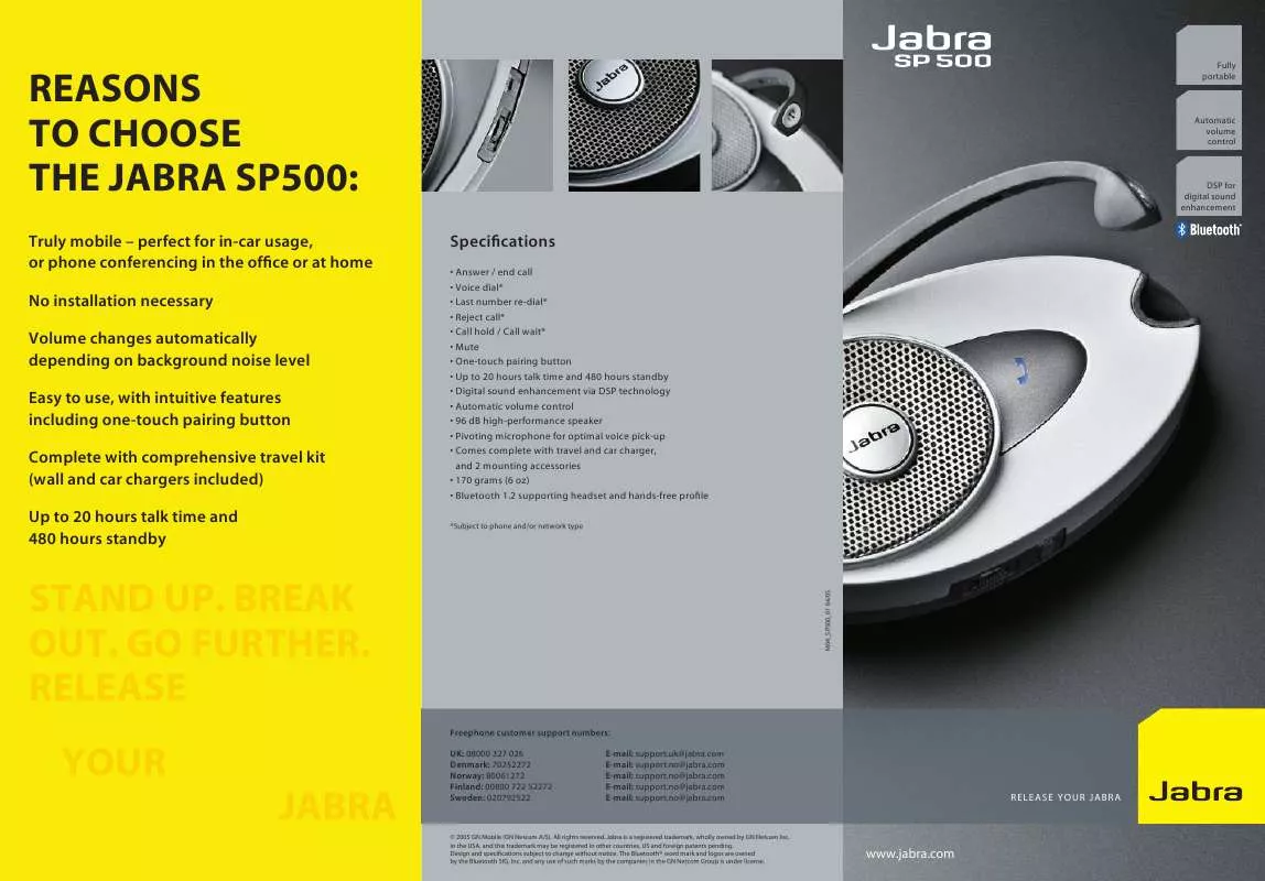 Mode d'emploi JABRA SP500