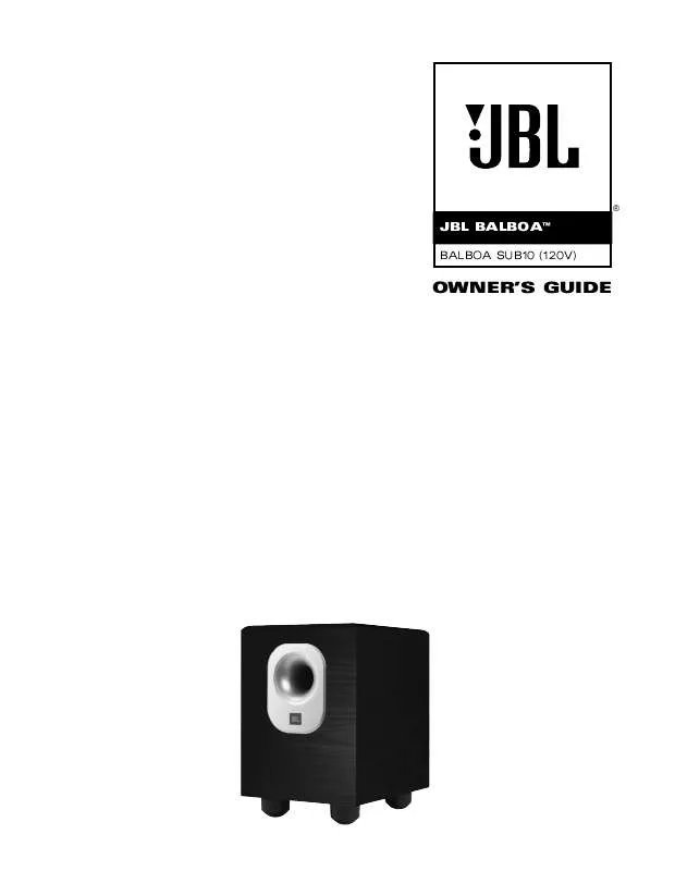 Mode d'emploi JBL BALBOA SUB10