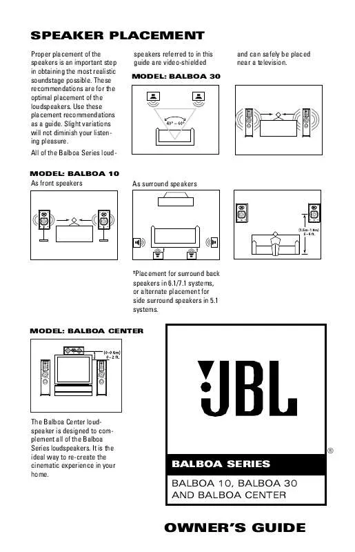 Mode d'emploi JBL BALBOACENTER