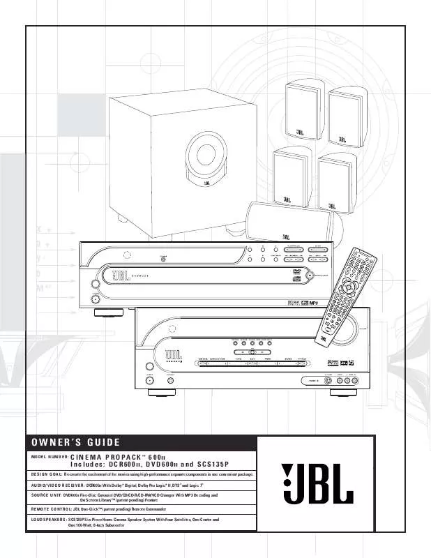 Mode d'emploi JBL CINEMA PROPACK 600 II