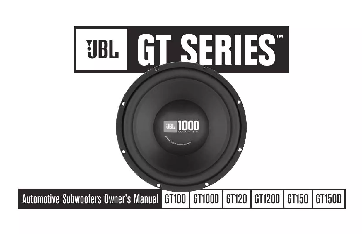 Mode d'emploi JBL GT100