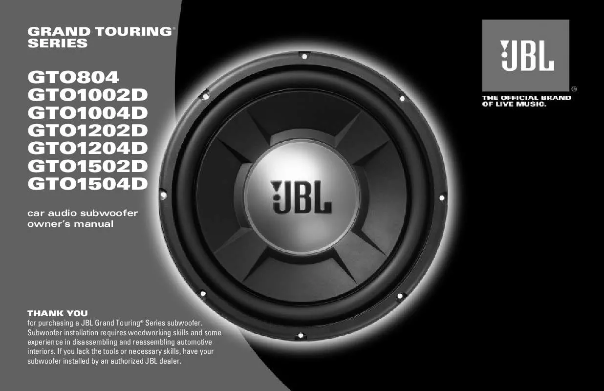 Mode d'emploi JBL GTO1004D