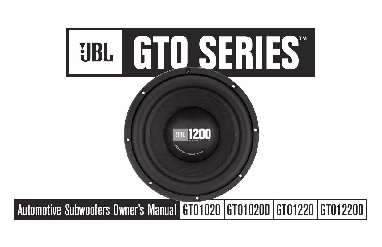 Mode d'emploi JBL GTO1020