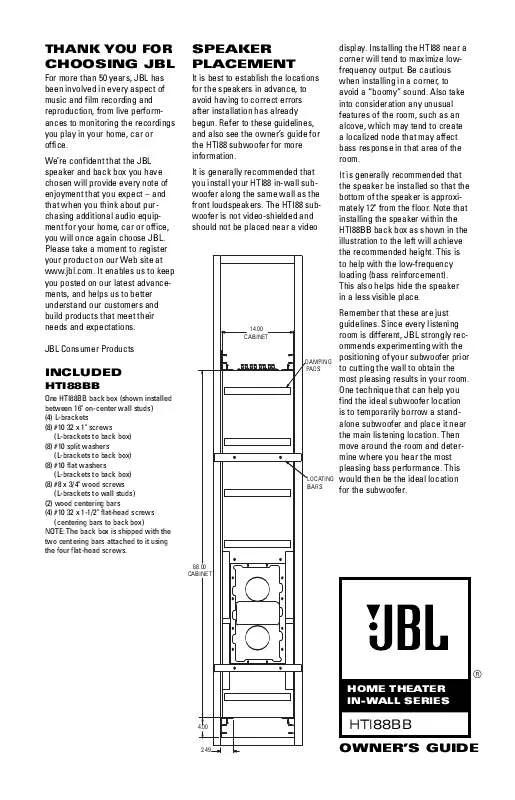 Mode d'emploi JBL HTI88BB