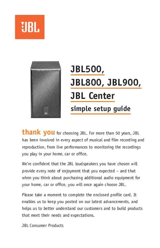 Mode d'emploi JBL JBL CENTER