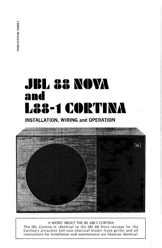 Mode d'emploi JBL L88-1 CORTINA