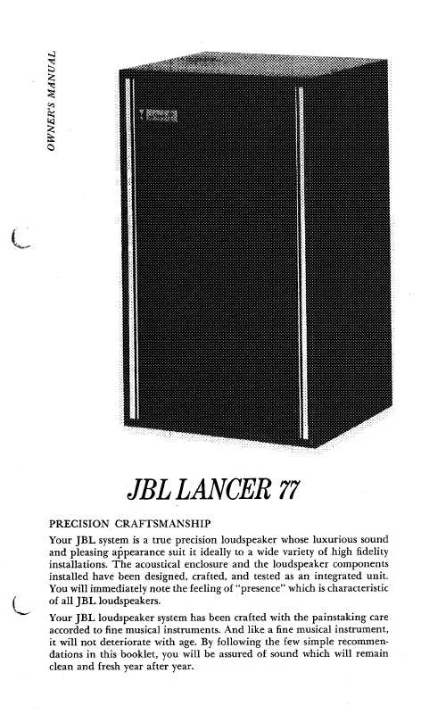 Mode d'emploi JBL LANCER L77