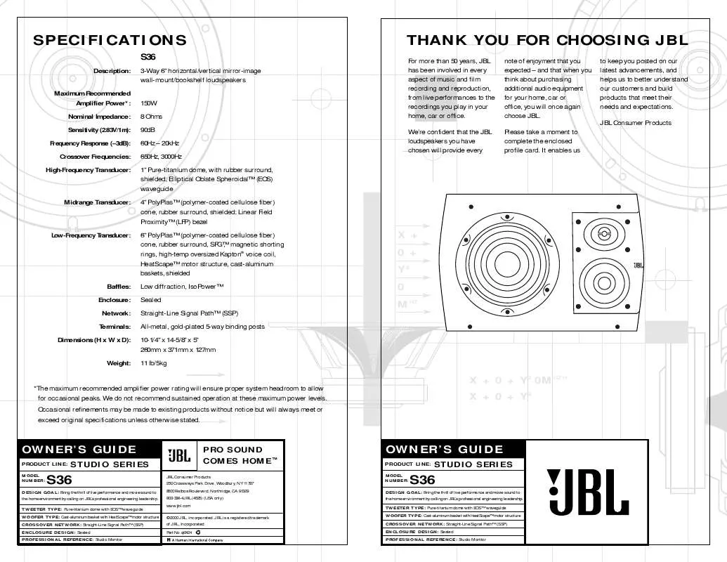 Mode d'emploi JBL S36