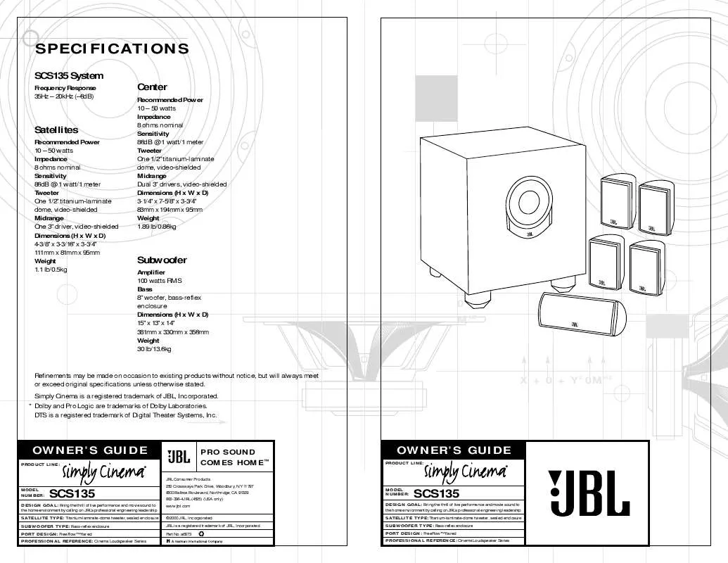 Mode d'emploi JBL SCS 135
