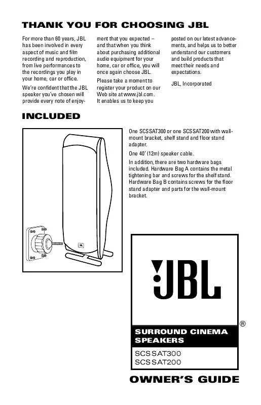 Mode d'emploi JBL SCS SAT 300S