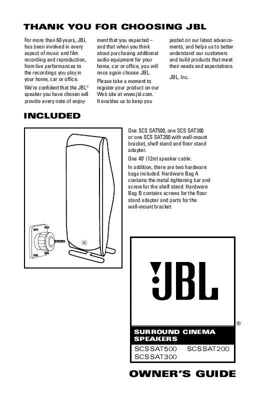 Mode d'emploi JBL SCS SAT500