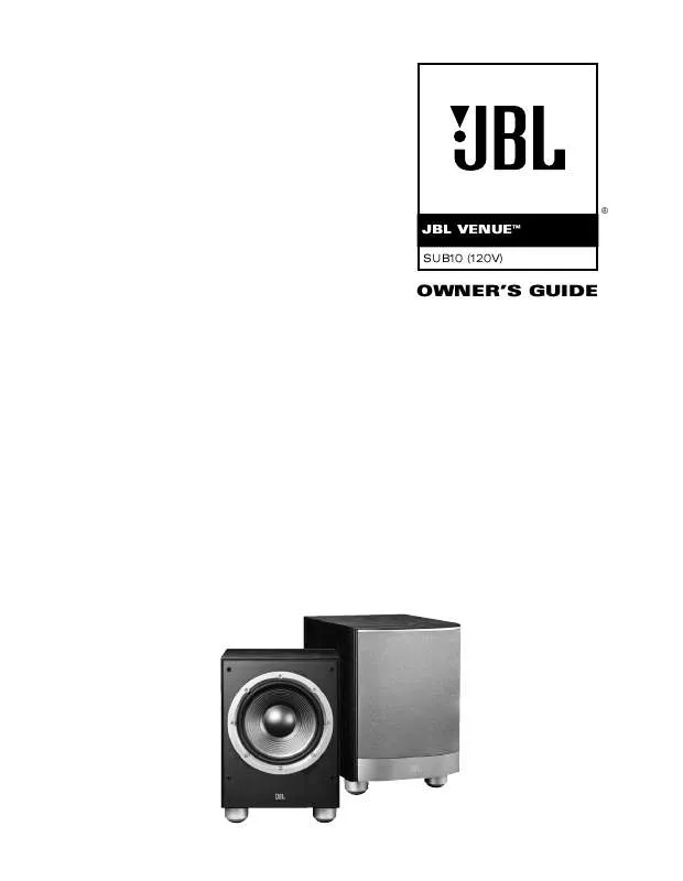 Mode d'emploi JBL SUB10