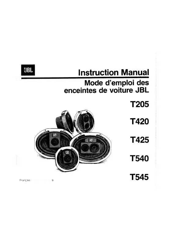 Mode d'emploi JBL T545