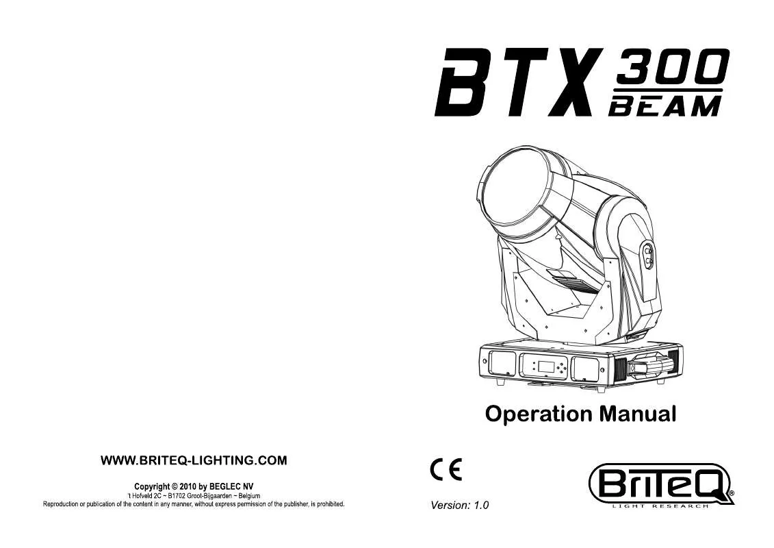Mode d'emploi JBSYSTEMS LIGHT BTX 300 BEAM