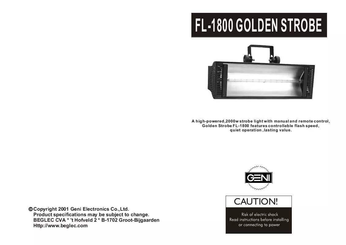 Mode d'emploi JBSYSTEMS LIGHT FL-1800
