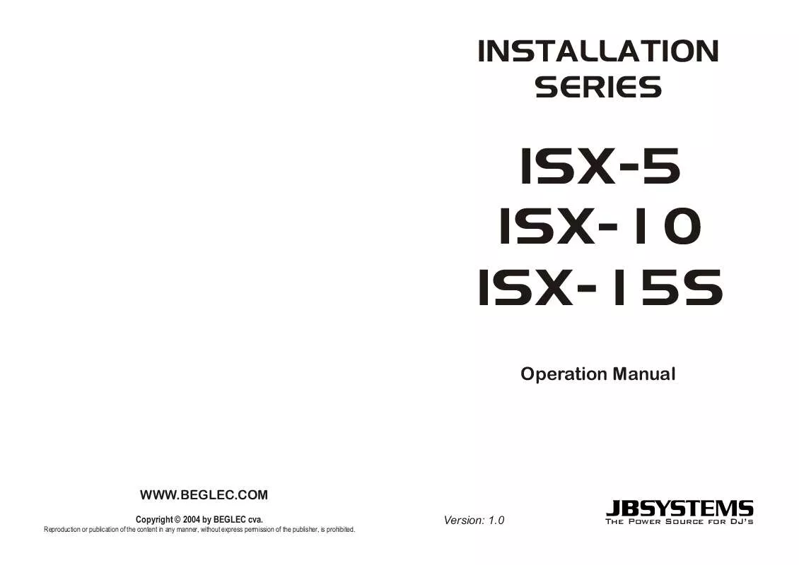 Mode d'emploi JBSYSTEMS LIGHT ISX-10