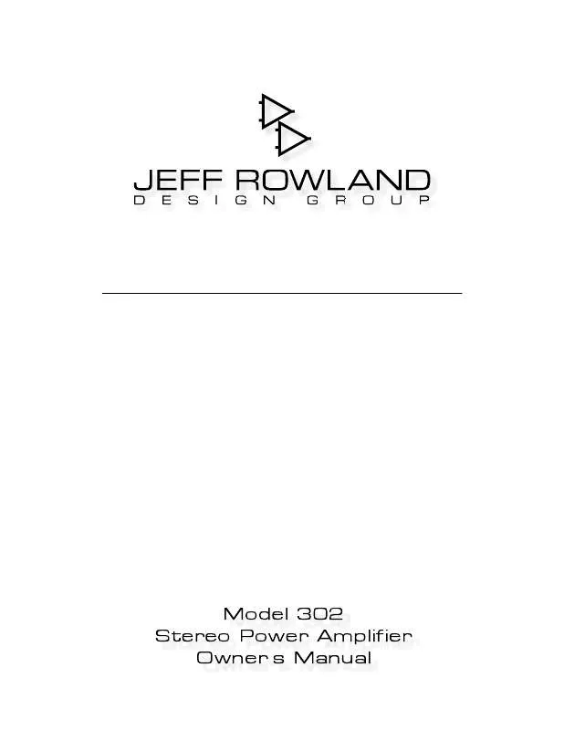 Mode d'emploi JEFF ROWLAND MODEL 302
