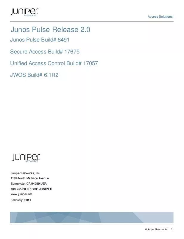 Mode d'emploi JUNIPER NETWORKS JUNOS PULSE 2.0
