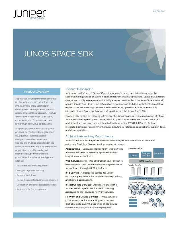 Mode d'emploi JUNIPER NETWORKS JUNOS SPACE SDK