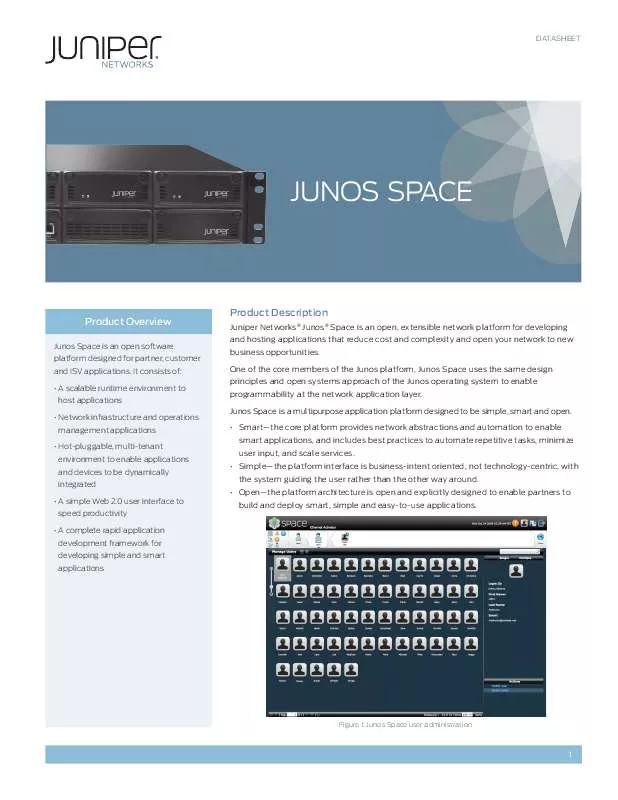 Mode d'emploi JUNIPER NETWORKS JUNOS SPACE
