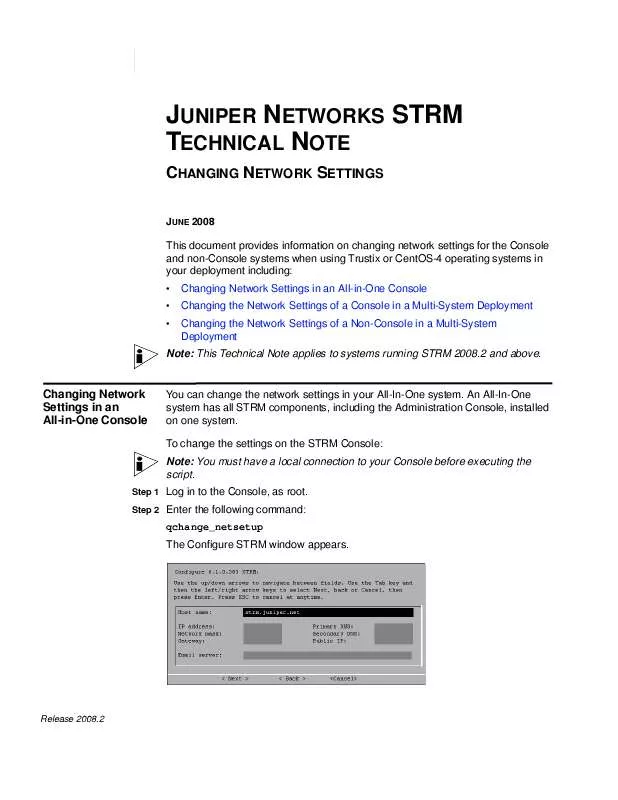Mode d'emploi JUNIPER NETWORKS STRM 2008-2