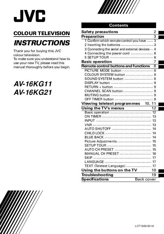 Mode d'emploi JVC AV-16KG21