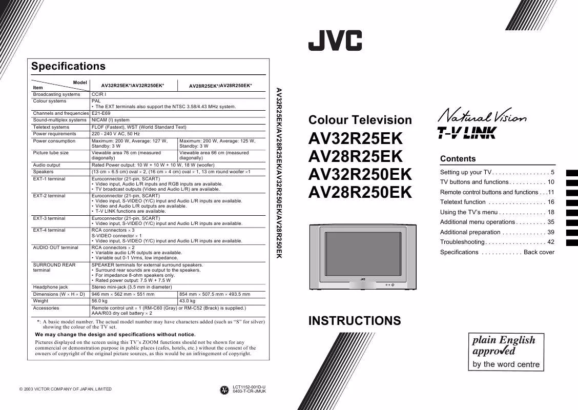 Mode d'emploi JVC AV-28R25