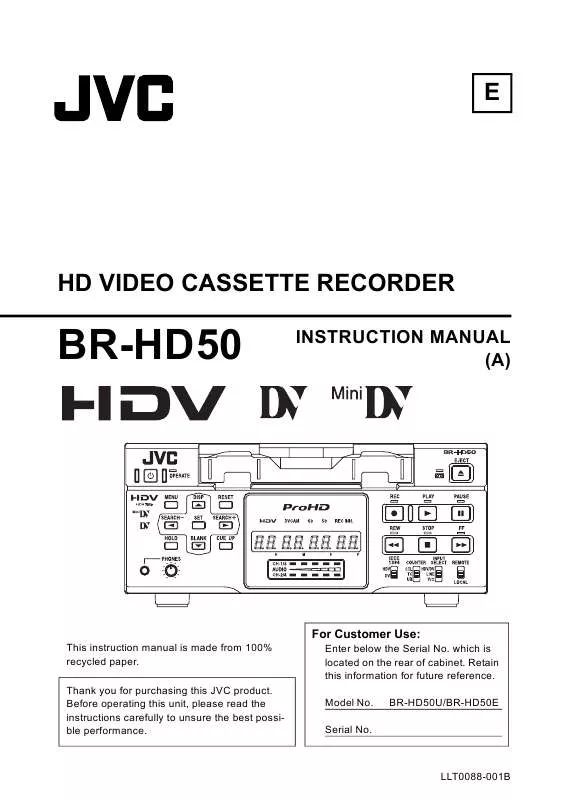Mode d'emploi JVC BR-HD50