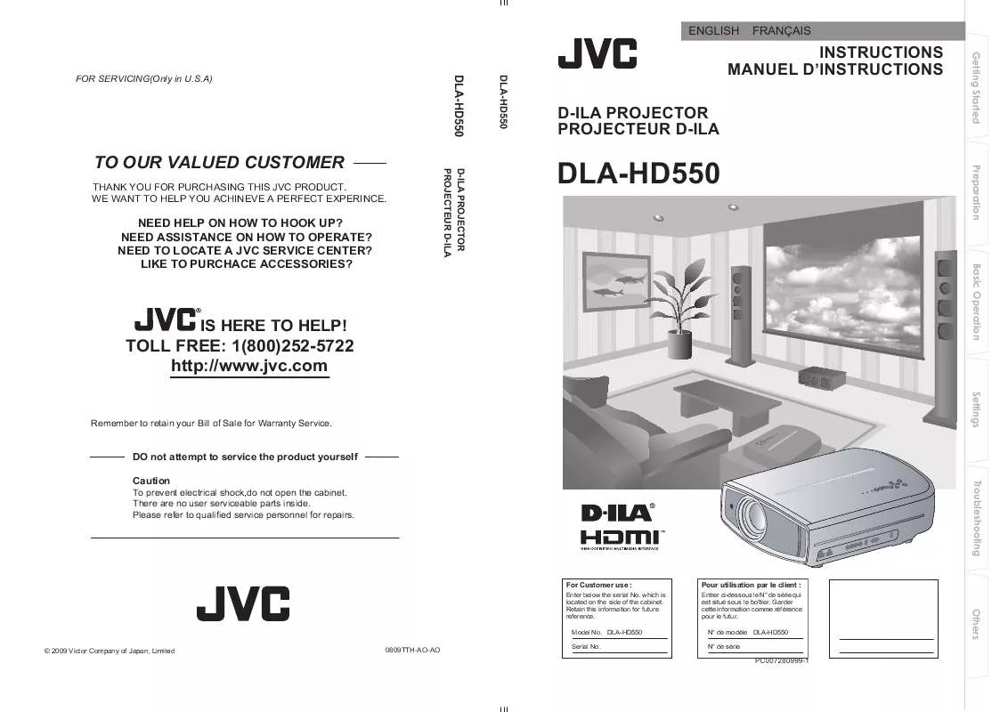 Mode d'emploi JVC DLA-HD550WE