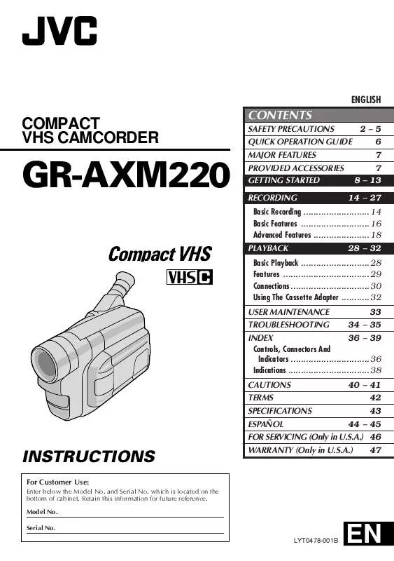 Mode d'emploi JVC GR-AXM220