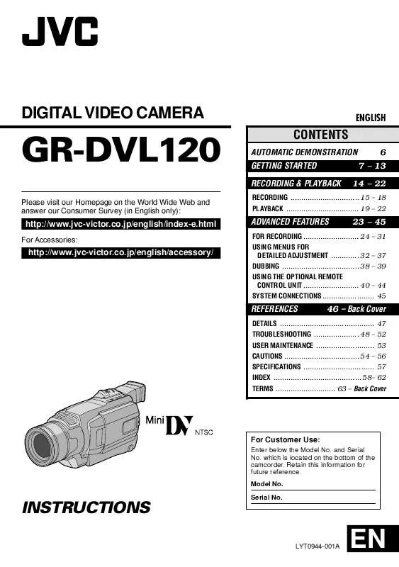 Mode d'emploi JVC GR-DVL120U-GR-DVL120