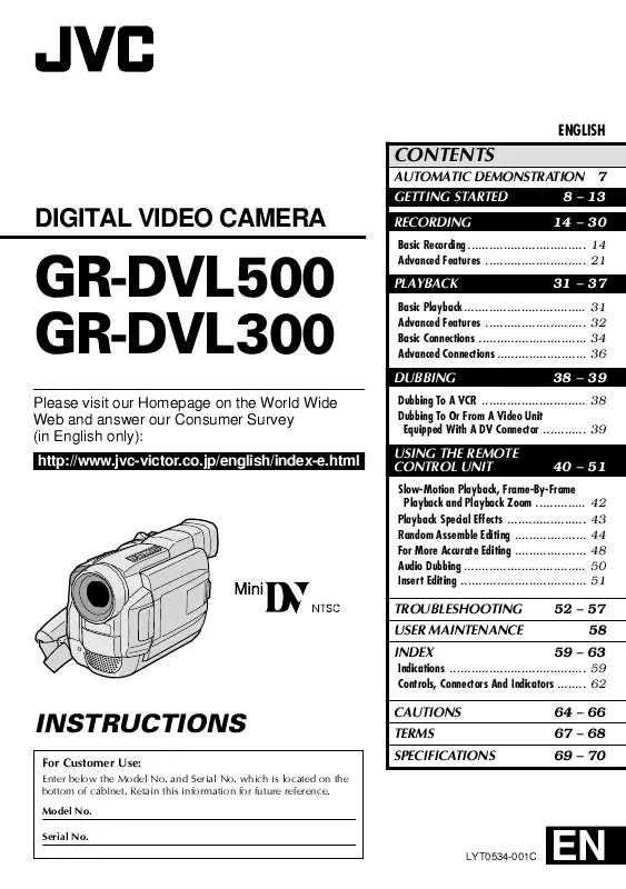 Mode d'emploi JVC GR-DVL500