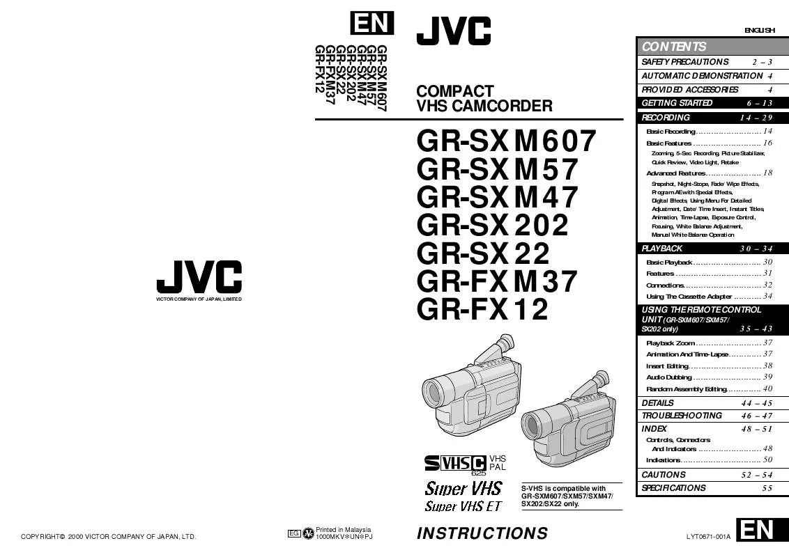Mode d'emploi JVC GR-FXM37
