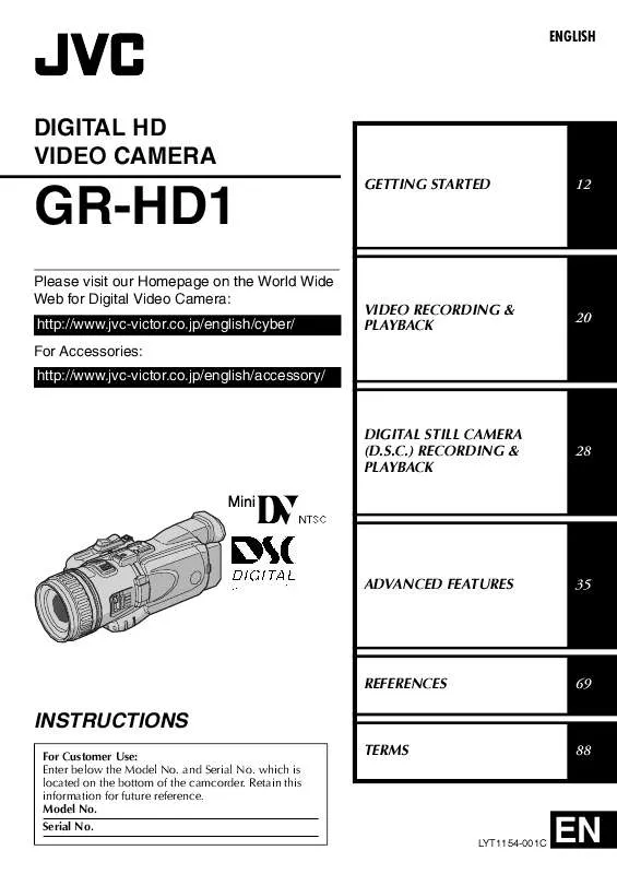 Mode d'emploi JVC GR-HD1US-GR-HD1