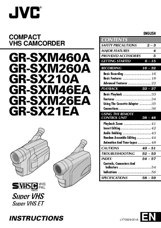 Mode d'emploi JVC GR-SXM460