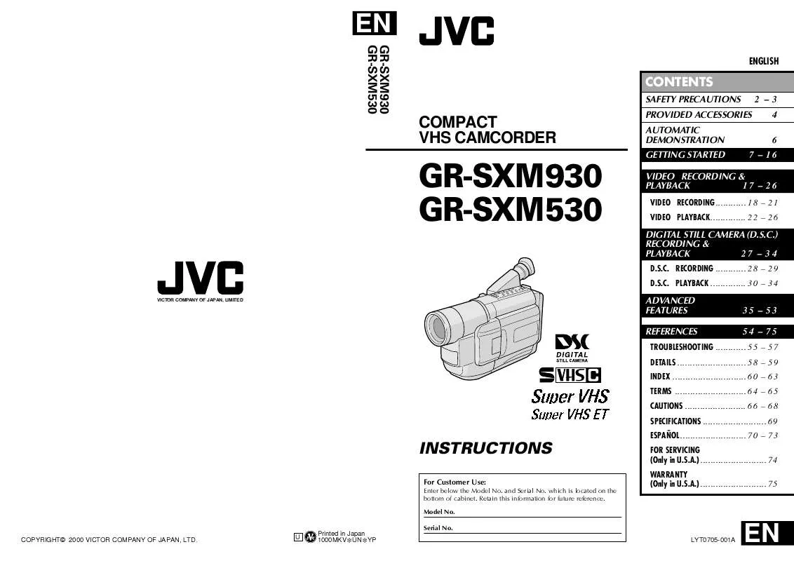 Mode d'emploi JVC GR-SXM930U-GR-SXM930