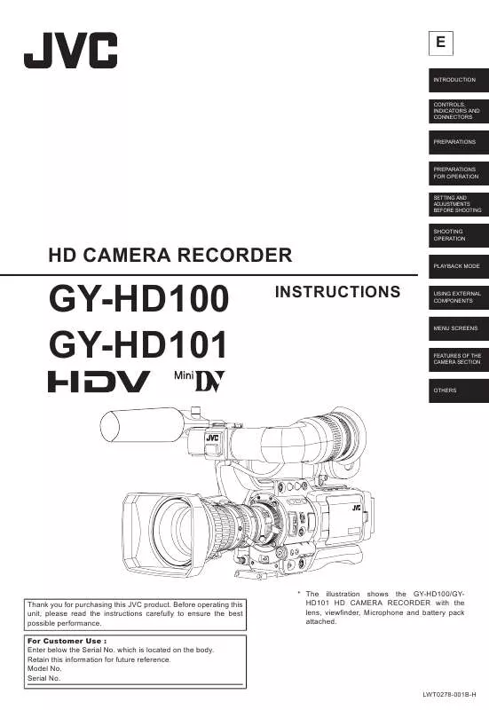 Mode d'emploi JVC GY-HD100